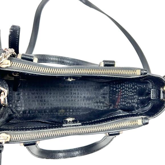 Kate Spade Black Pebble Leather Satchel Crossbody Bag Purse Medium Used - Picture 4 of 16
